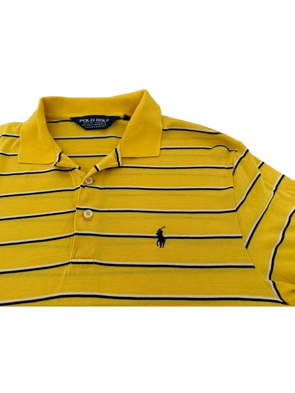 Polo by Ralph Lauren Yellow Navy White Striped Mens Polo